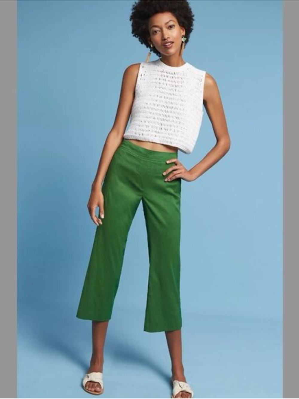 Green linen Cropped Pants - Anthropolgie